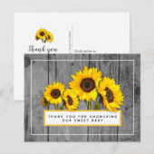 Rustige zonnebloempjes Baby shower Hartelijk dank Briefkaart (Voorkant / Achterkant)