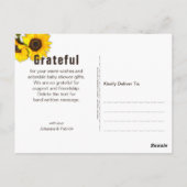 Rustige zonnebloempjes Baby shower Hartelijk dank Briefkaart (Achterkant)