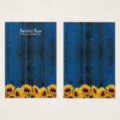 Rustige zonnebloempjes blauw hout visitekaartje (Voorkant /achterkant)