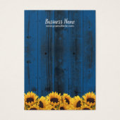 Rustige zonnebloempjes blauw hout visitekaartje (Voorkant)