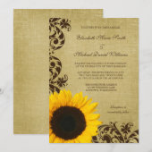 Rustige zonnebloempjes bruiloft kaart (Voorkant / Achterkant)