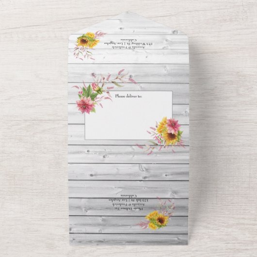 Rustige zonnebloempjes in één uitnodiging (Buitenkant)