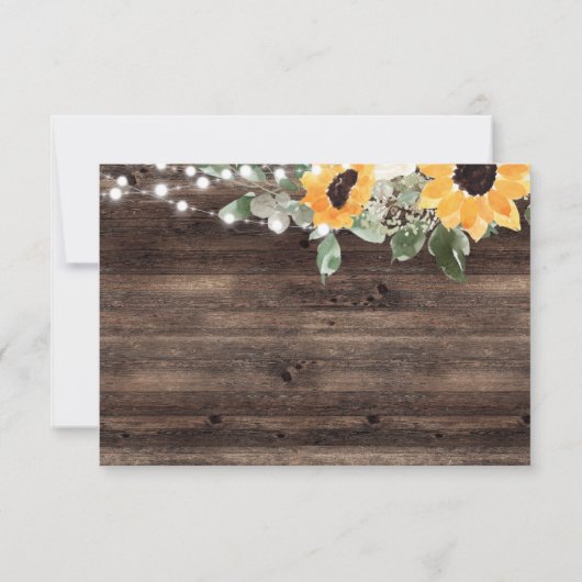 Rustige zonnebloempjes met keuzevrijheid RSVP kaartje (Achterkant)