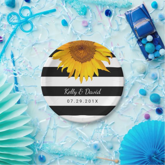 Rustige zonnebloempjes papieren bordje (Feest)