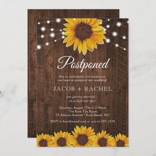 Rustige zonnebloempjes Uitgestelde datum bruiloft Kaart (Voorkant / Achterkant)