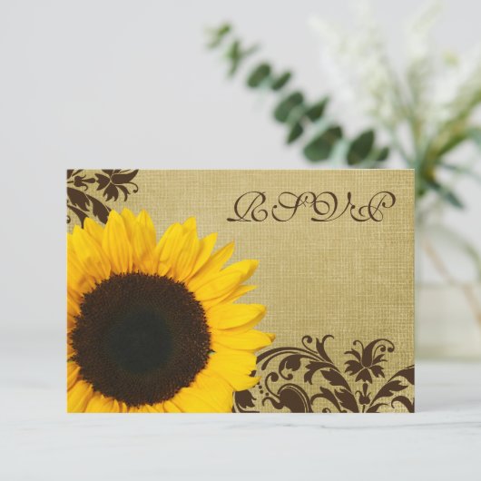 Rustige zonnebloempjes Weddenschap RSVP-reactiekaa RSVP Kaartje (Staand voorkant)