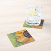 Rustige zonnebloempkunst kartonnen onderzetters (Insitu)