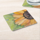 Rustige zonnebloempkunst kartonnen onderzetters (Schuin)