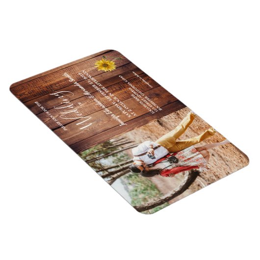 Rustige zonnebloempotfoto Wedding-uitnodiging Magneet (Rechterzijde)