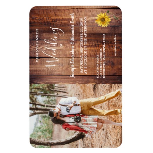 Rustige zonnebloempotfoto Wedding-uitnodiging Magneet (Verticaal)
