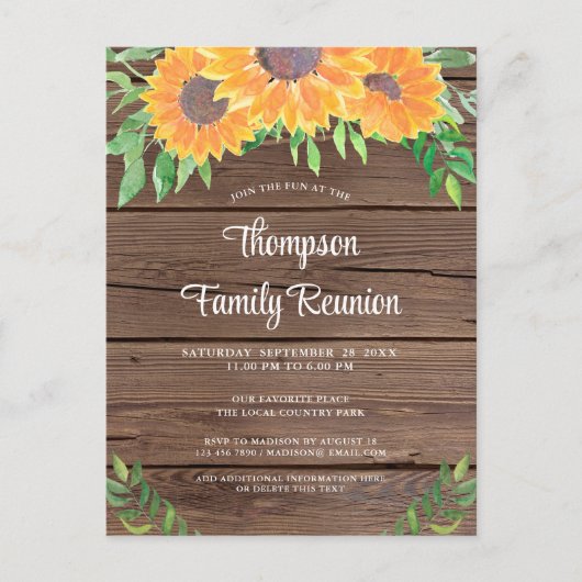 Rustige zonnebloempreünie uitnodiging briefkaart (Voorkant)