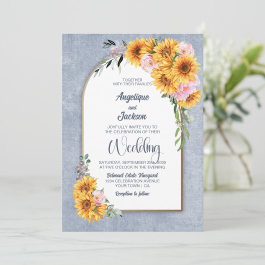 Rustige Zonnebloemroze Rozenplein Kaart (Staand voorkant)