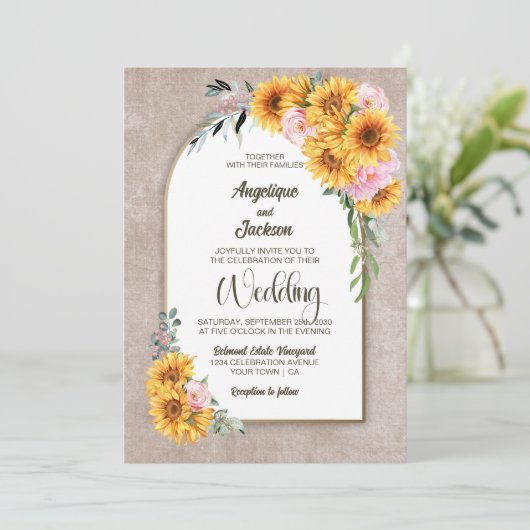 Rustige Zonnebloemroze Rozenplein Kaart (Staand voorkant)