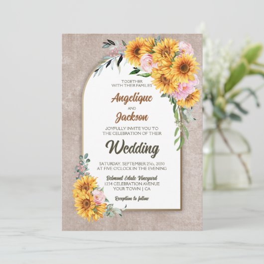 Rustige Zonnebloemroze Rozenplein Kaart (Staand voorkant)