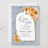 Rustige Zonnebloemroze Rozenplein Save The Date (Voorkant)