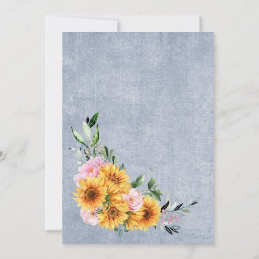 Rustige Zonnebloemroze Rozenplein Save The Date (Achterkant)