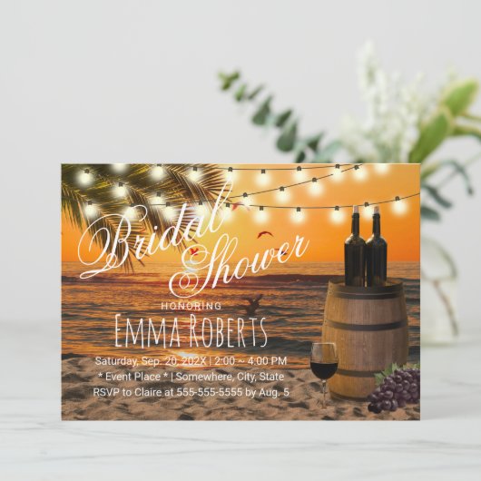 Rustige zonnepalm Vrijgezellenfeest Wijnvat Kaart (Staand voorkant)