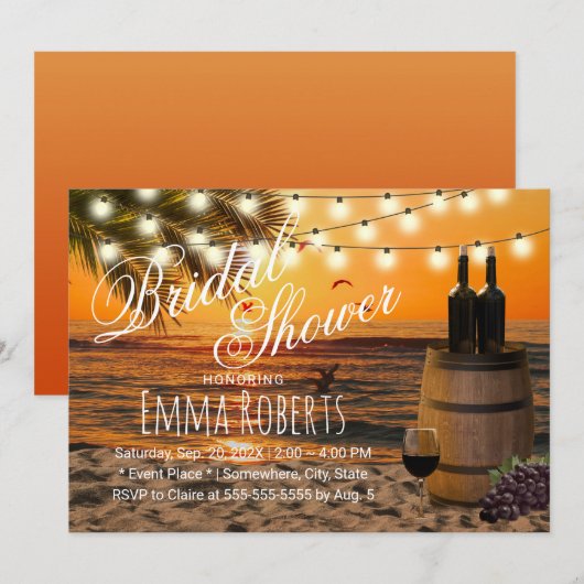 Rustige zonnepalm Vrijgezellenfeest Wijnvat Kaart (Voorkant / Achterkant)