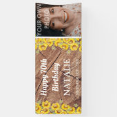 Rustige zonnoppen en houtextuur op zaterdag spandoek (Verticaal)