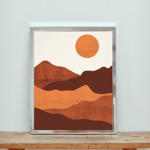 Rustige zonsondergang in het Pastel gebergte Foto Afdruk