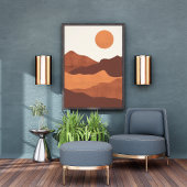 Rustige zonsondergang in het Pastel gebergte Foto Afdruk