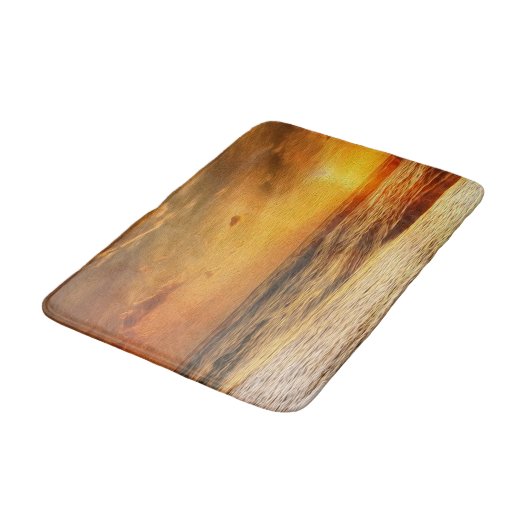 Rustige zonsondergang Ocean Beach Golven Badmat (Gekanteld)