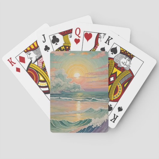 Rustige zonsondergang op de golven pokerkaarten (Achterkant)