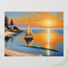 Rustige Zonsondergang Sereniteit Folie Feestdagen Briefkaart