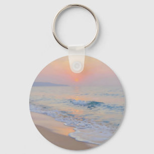 Rustige Zonsondergang Strand Oceaan Gloed Sleutelhanger