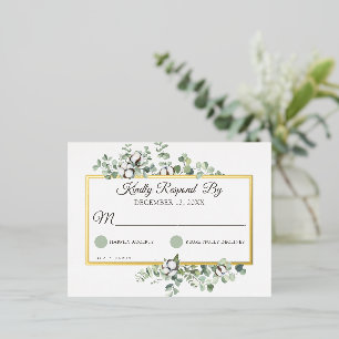 Rustige Zuidelijke Katoen Boll Botanical Wedding R Folie Uitnodiging Briefkaart