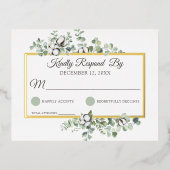 Rustige Zuidelijke Katoen Boll Botanical Wedding R Folie Uitnodiging Briefkaart (Voorkant)