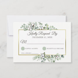 Rustige Zuidelijke Katoen Boll Botanical Wedding RSVP Kaartje