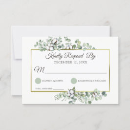 Rustige Zuidelijke Katoen Boll Botanical Wedding RSVP Kaartje