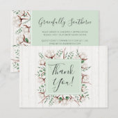 Rustige Zuidelijke katoenbloemen op hout Dank je Bedankkaart (Voorkant / Achterkant)