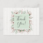 Rustige Zuidelijke katoenbloemen op hout Dank je Briefkaart (Voorkant)