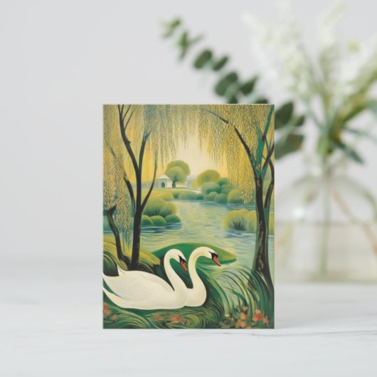 Rustige zwanen in een sereen landschap briefkaart (Staand voorkant)