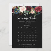 Rustige zwarte botanisch sparen de kalender van de save the date (Voorkant)