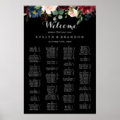 Rustige zwarte botanische alfabetische zeegras poster (Voorkant)