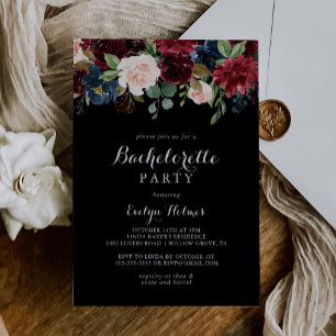 Rustige zwarte botanische Bachelorette party Kaart