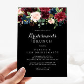 Rustige zwarte botanische bridesmaids Brunch Showe Kaart