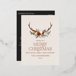 Rustige zwarte botanische elegante vlek moderne fl folie feestdagen briefkaart