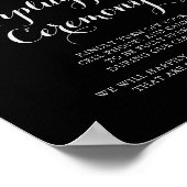 Rustige zwarte botanische unplugged Ceremony-teken Poster (Hoek)