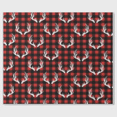 Rustige zwarte Buffalo Pset White Deer Antlers Cadeaupapier (Vlak)