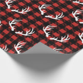 Rustige zwarte Buffalo Pset White Deer Antlers Cadeaupapier (Hoek)