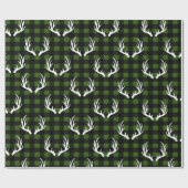 Rustige zwarte Buffalo Pset White Deer Antlers Cadeaupapier (Vlak)