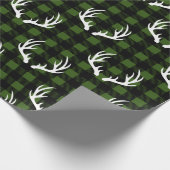 Rustige zwarte Buffalo Pset White Deer Antlers Cadeaupapier (Hoek)