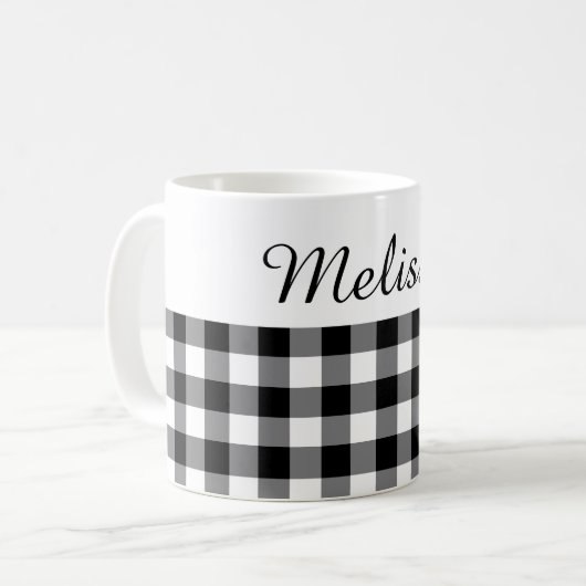 Rustige zwarte en witte Buffalo-spelige douanenaam Koffiemok (Voorkant links)