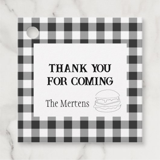 Rustige zwarte en witte buffelplaat bedankjes labels (Voorkant)