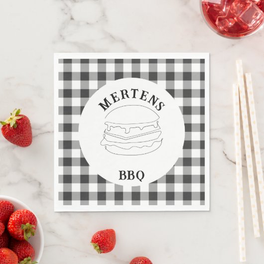 Rustige zwarte en witte buffelplaat servet (Insitu)