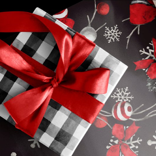 Rustige zwarte en witte buffels kerstmis cadeaupapier